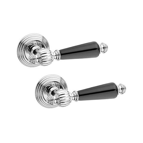 Ручки на розеті FIMET Michelle 106P (269) F04 хром/чорний фарфор - Фото №1