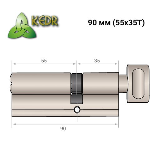 Циліндр KEDR Brass 90T (55*35T) ZCN нікель - Фото №8