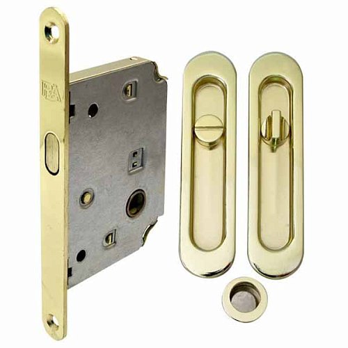 Комплект замка для розсувної системи RDA (овальна ручка SL-155 + замок RDA 4120) полірована латунь - Фото №1