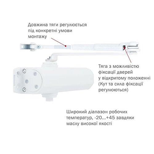 Дотягувач RYOBI DS-2005V BC STD HO з фіксацією до 100кг Білий - Фото №5