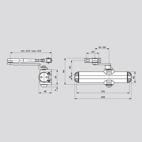 Дотягувач DORMA TS Compakt EN2/3/4 STD HO стандартна тяга з фіксацією до 80кг Білий - Фото №3