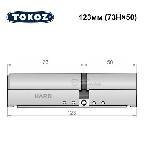 Циліндр TOKOZ Pro400 123 (73H*50) (H - гартована сторона) нікель матовий - Фото №8
