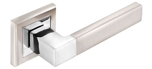 Ручки на розеті MVM/Linde A-2004 (T7-E8) SN/CP матовий нікель/полірований хром - Фото №2