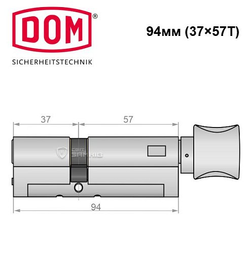 Циліндр DOM Diamant 94T (37*57T) нікель сатин - Фото №5
