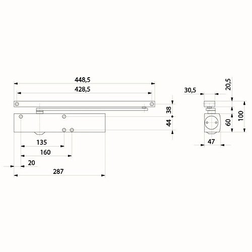 Дотягувач GEZE TS 5000 SLD до 120кг FIRE Срібний - Фото №4