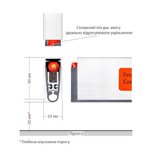 Поріг висувний PLANET HS-plus 960 мм FIRE - Фото №5