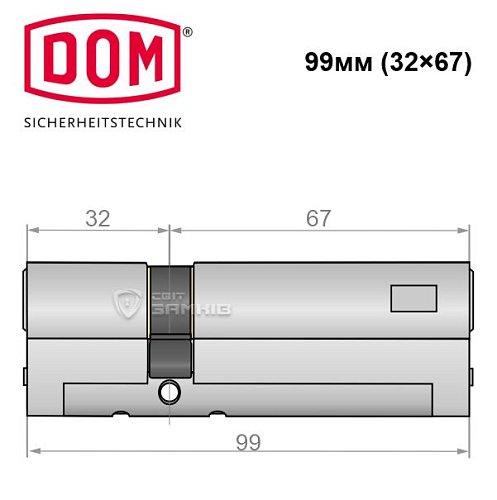 Циліндр DOM Diamant 99 (32*67) нікель сатин - Фото №4