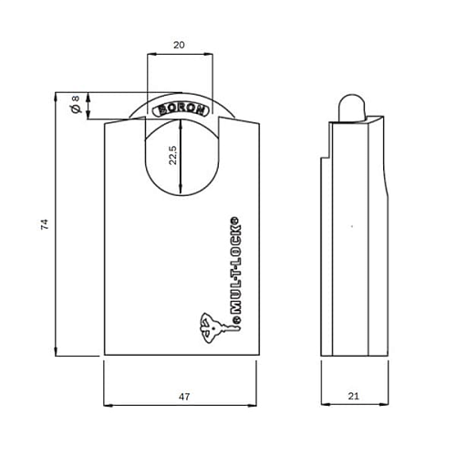 Замок навісний MUL-T-LOCK G47P 7x7 (2 ключа) - Фото №11
