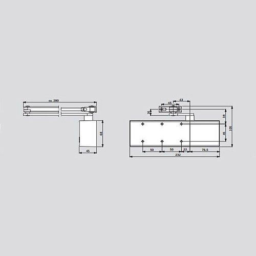 Дотягувач DORMA TS71 EN3/4 STD HO стандартна тяга з фіксацією до 80кг Сірий - Фото №2