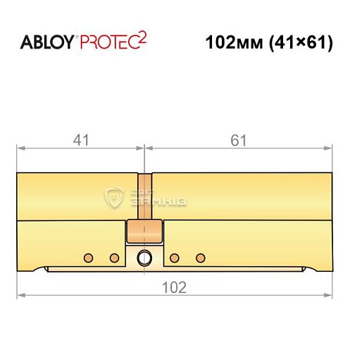 Циліндр ABLOY Protec2 102 (41*61) латунь полірована - Фото №8