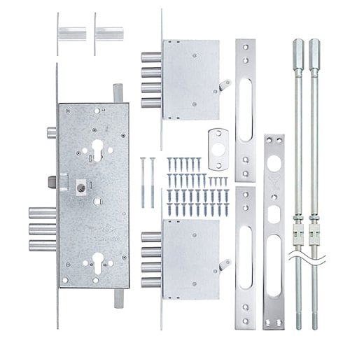 Механізм замка MUL-T-LOCK 415G Двосистемний (BS63*85мм) хром полірований комплект - Фото №8