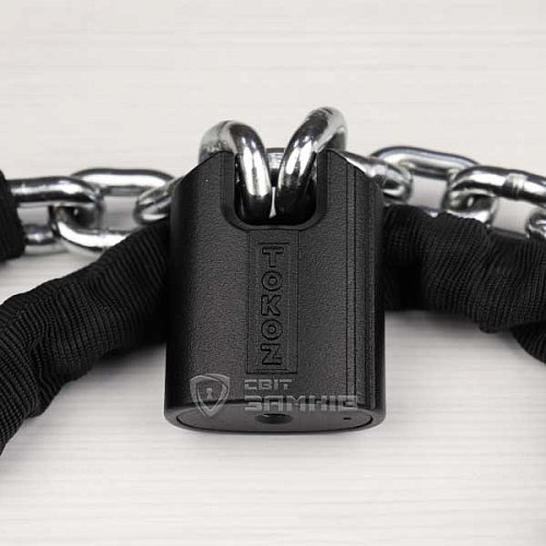 Замок для велосипеда TOKOZ Moto Pluto 50 Black з ланцюгом 200см 3 ключа - Фото №7