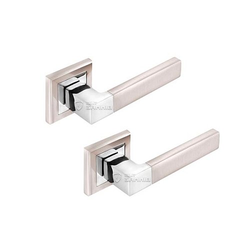 Ручки на розеті MVM/Linde A-2004 (T7-E8) SN/CP матовий нікель/полірований хром - Фото №1