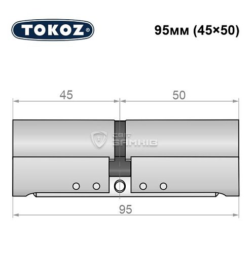 Циліндр TOKOZ Pro300 95 (45*50) нікель матовий - Фото №8