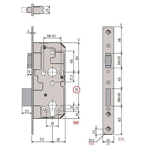 Механізм замка SANTOS 712 бочка (BS55мм) матова латунь - Фото №7
