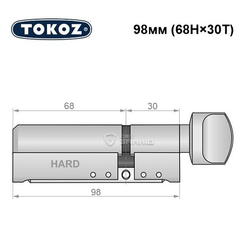 Циліндр TOKOZ Pro400 98T (68H*30T) (H - гартована сторона) нікель матовий - Фото №8