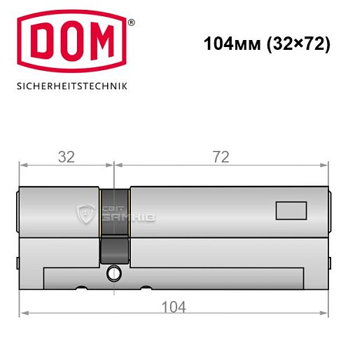 Циліндр DOM Diamant 104 (32*72) нікель сатин - Фото №4