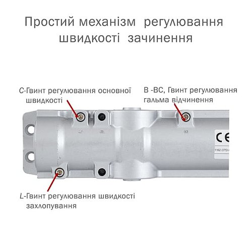Дотягувач ABLOY DC250 CAM BC EN1-6 без тяги  до 120кг FIRE Сірий - Фото №4