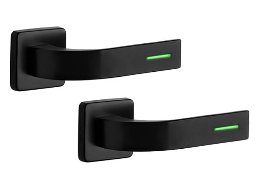 Ручки на розеті ROSTEX Fondi Lumino H53 нержавіюча сталь чорна - Фото №1