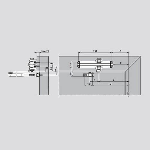 Дотягувач DORMA TS Compakt EN2/3/4 STD HO стандартна тяга з фіксацією до 80кг Сірий - Фото №5