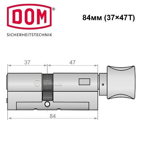 Циліндр DOM Diamant 84T (37*47T) нікель сатин - Фото №5