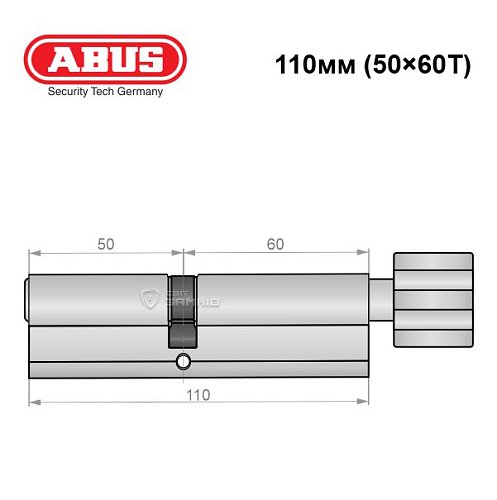 Циліндр ABUS S60P 110T (50*60T) нікель - Фото №7