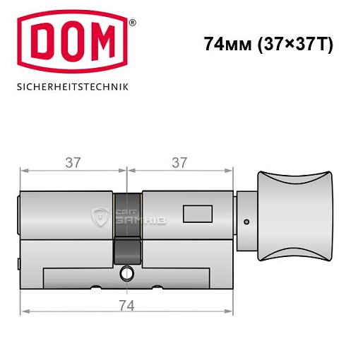 Циліндр DOM Diamant 74T (37*37T) нікель сатин - Фото №5