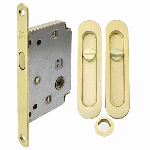 Комплект замка для розсувної системи RDA (овальна ручка SL-155 + замок RDA 4120) матова латунь - Фото №1