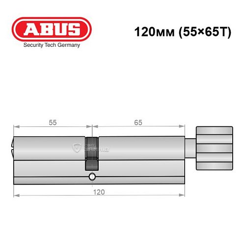 Циліндр ABUS X12R 120T (55*65T) нікель сатин - Фото №6