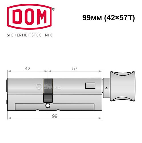 Циліндр DOM Diamant 99T (42*57T) нікель сатин - Фото №5