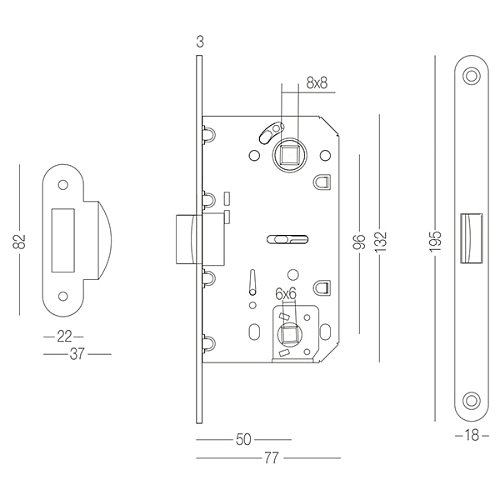Механізм замка MVM P-2056 WC (BS50*96мм) пласт.язичок White білий - Фото №5