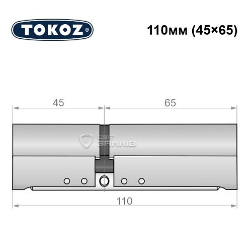 Циліндр TOKOZ Pro300 110 (45*65) нікель матовий - Фото №8
