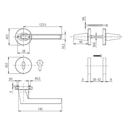Ручки на розеті ROSTEX Mesina H53 чорний - Фото №7