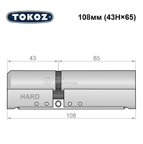 Циліндр TOKOZ Pro400 108 (43H*65) (H - гартована сторона) нікель матовий - Фото №8