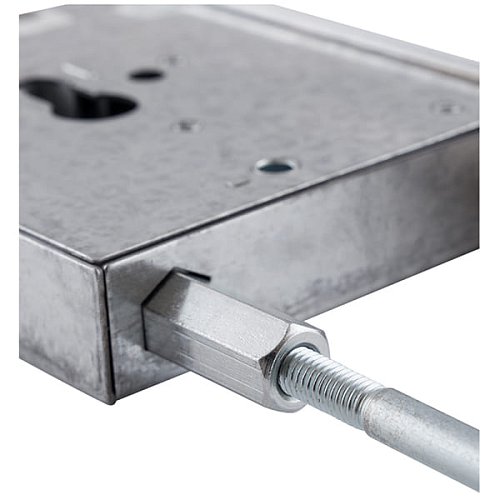 Механізм замка MUL-T-LOCK 415G Двосистемний (BS63*85мм) хром комплект + 2 протектора матовий нікель - Фото №6