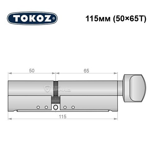 Циліндр TOKOZ Pro300 115T (50*65T) нікель матовий - Фото №8