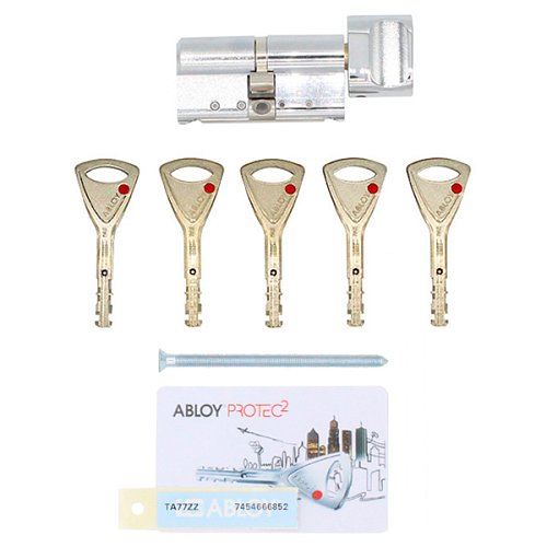 Циліндр ABLOY Protec2 83T (42H*41T) (H - гартована сторона) 5 ключів хром полірований - Фото №4