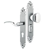 Ручки на планці з протектором ROSTEX Ozdobna R 85мм (40-45мм) фіксована-натискн хром матовий (права)