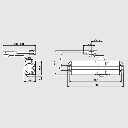 Дотягувач DORMA TS68 EN2/3/4 STD HO стандартна тяга з фіксацією до 80кг Сірий - Фото №6