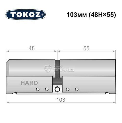 Циліндр TOKOZ Pro400 103 (48H*55) (H - гартована сторона) нікель матовий - Фото №8