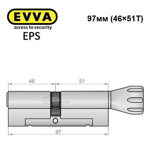 Циліндр EVVA EPS 97Т(46*51T) нікель сатин - Фото №5