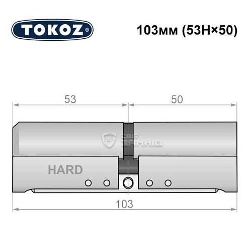 Циліндр TOKOZ Pro400 103 (53H*50) (H - гартована сторона) нікель матовий - Фото №8