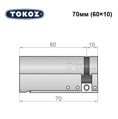 Циліндр половинка TOKOZ Pro300 70 (60*10) нікель матовий - Фото №8