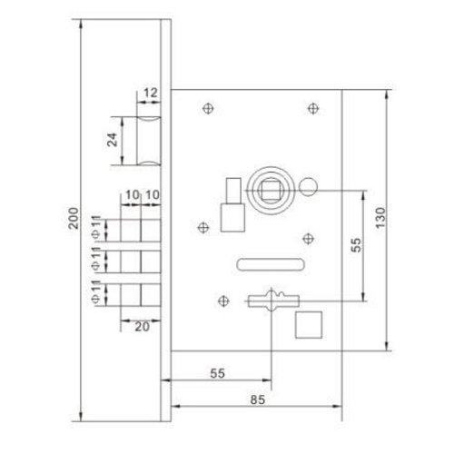 Комплект замка BRUNO 7055 (BS55*55мм) AB антична бронза - Фото №2