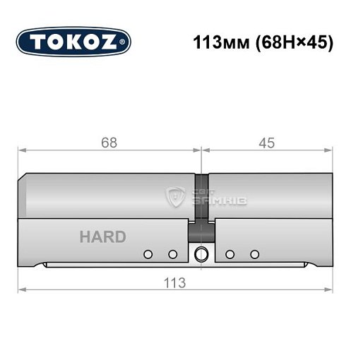 Циліндр TOKOZ Pro400 113 (68H*45) (H - гартована сторона) нікель матовий - Фото №8