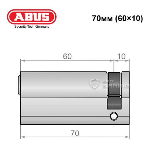 Циліндр половинка ABUS S60P 70 (60*10) нікель - Фото №5