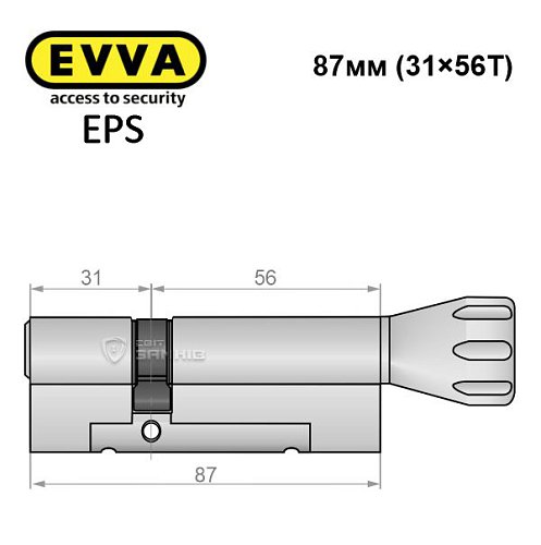 Циліндр EVVA EPS 87T (31*56T) нікель сатин - Фото №5