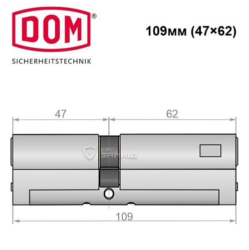 Циліндр DOM Diamant 109 (47*62) нікель сатин - Фото №4