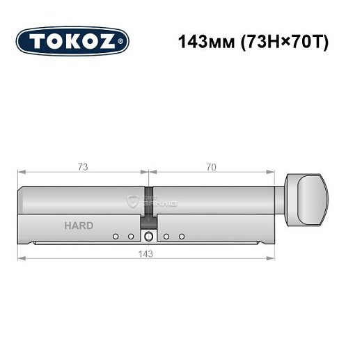 Циліндр TOKOZ Pro400 143T (73H*70T) (H - гартована сторона) нікель матовий - Фото №8