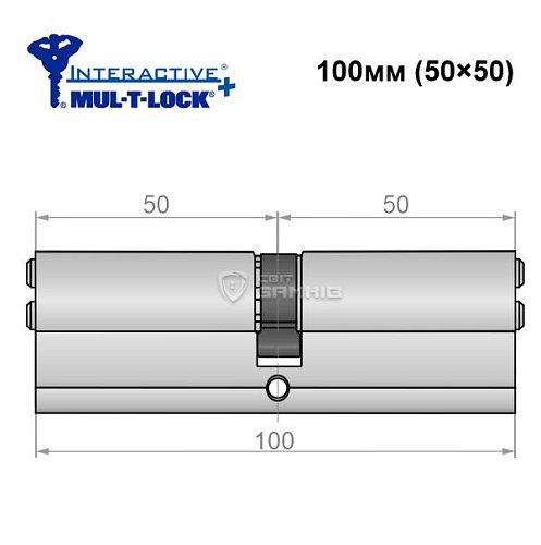 Циліндр MUL-T-LOCK MTL600/Interactive+ MOD 100 (50*50) (модульний) нікель сатин - Фото №5